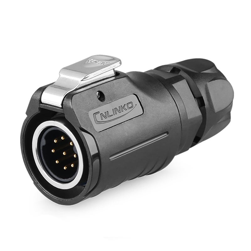 CNLINKO LP-16 9 PIN Industrial Waterproof Connector, IP68 Circular Connector, PBT Plastic Shell Quick Plug Aviation Connector M16 Male Plug and Female Plug (9 Pin） - Image 2